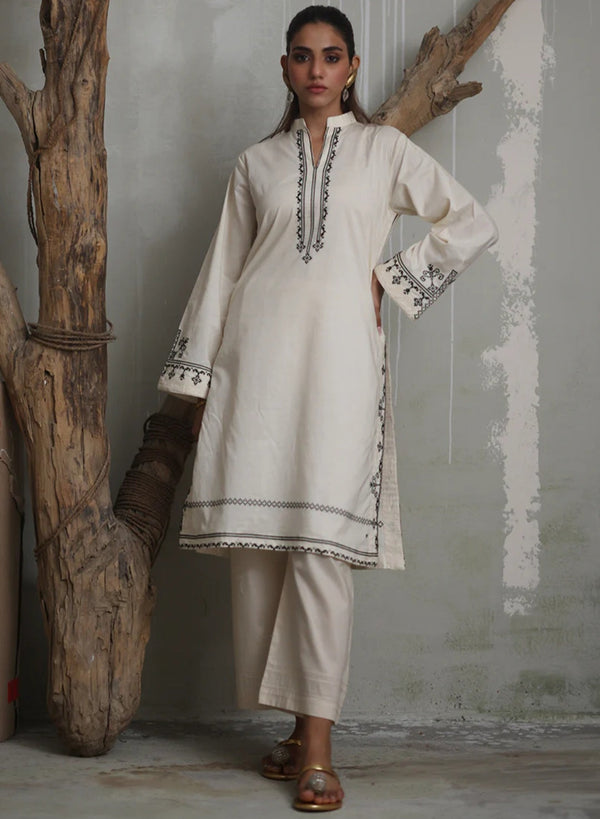 Spring Summer Pret '24 - Ivory Embroidered Kurta 18588