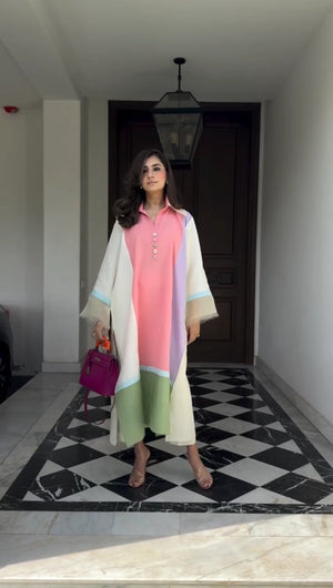 Luxe Edit '26 - Linen Collar Colour-Block Kurta (RTS)