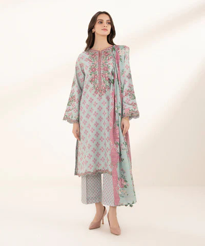 Lawn '24 - 3 Piece - Embroidered Zari Lawn Suit U3Pedy24V119