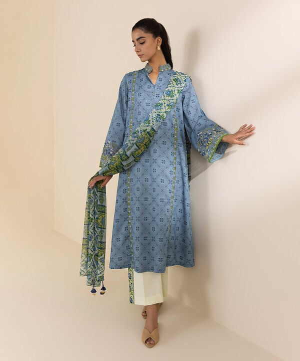 3 Piece - Embroidered Lawn Suit - U3PEDY25V112