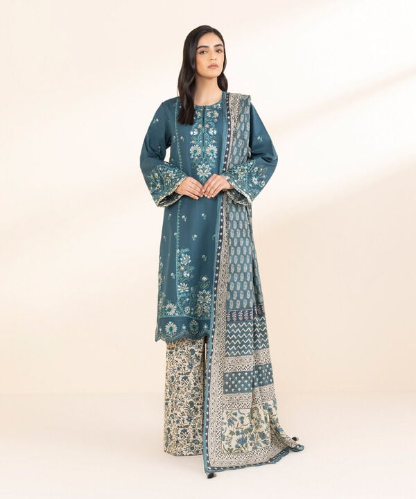 3 Piece - Embroidered Lawn Suit - U3PEDY25V117