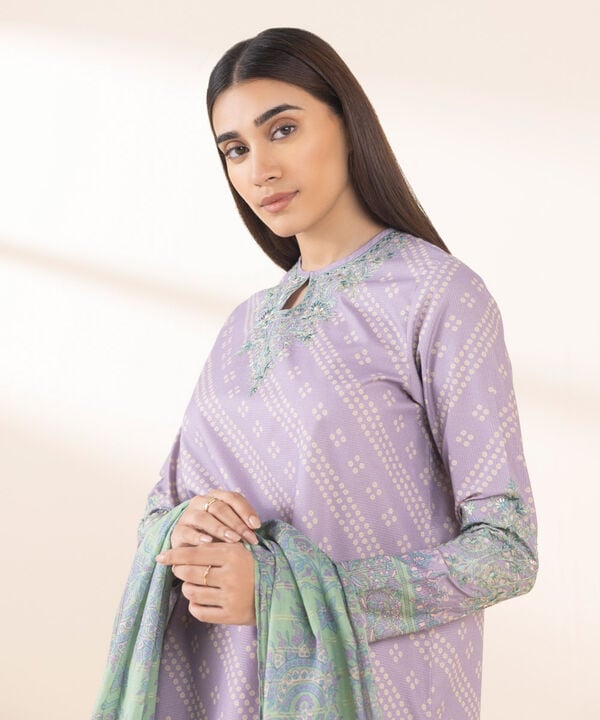 3 Piece - Embroidered Zari Lawn Suit - U3PEDY25V119