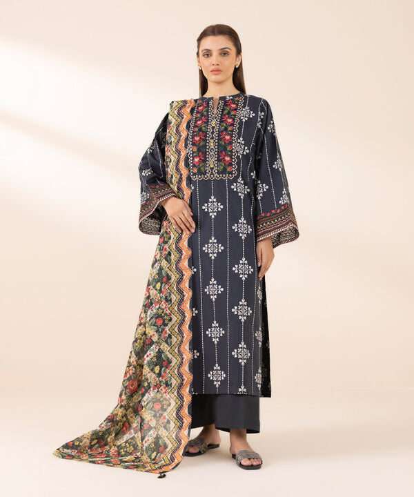 3 Piece - Embroidered Lawn Suit - U3PEDY25V128