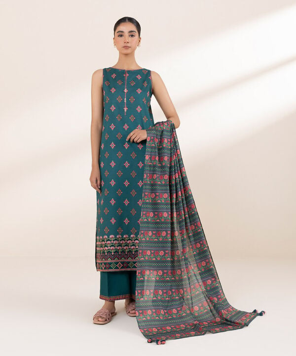 3 Piece - Embroidered Lawn Suit - U3PEDY25V131