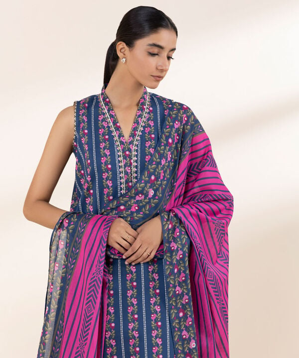 3 Piece - Embroidered Lawn Suit - U3PEDY25V133