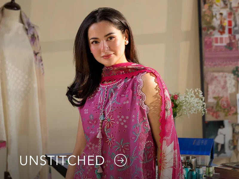 A banner on Nainpreet featuring embroidered unstitched ensembles with vibrant detailing and soft contrast.