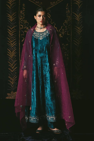 Formals '25 - Jahaan Velvet Gota Set - W25F2527-Ferozi