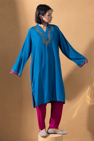 Formals '25 - Zari Nur Embroidered Set - W25F2553-Royal Blue