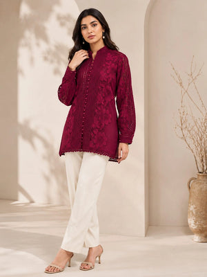 Burgundy Floral Shirt (RTS)