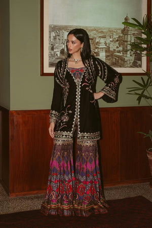 The Overture '26 - AK Print & Velvet Gharara Set (D-02A)