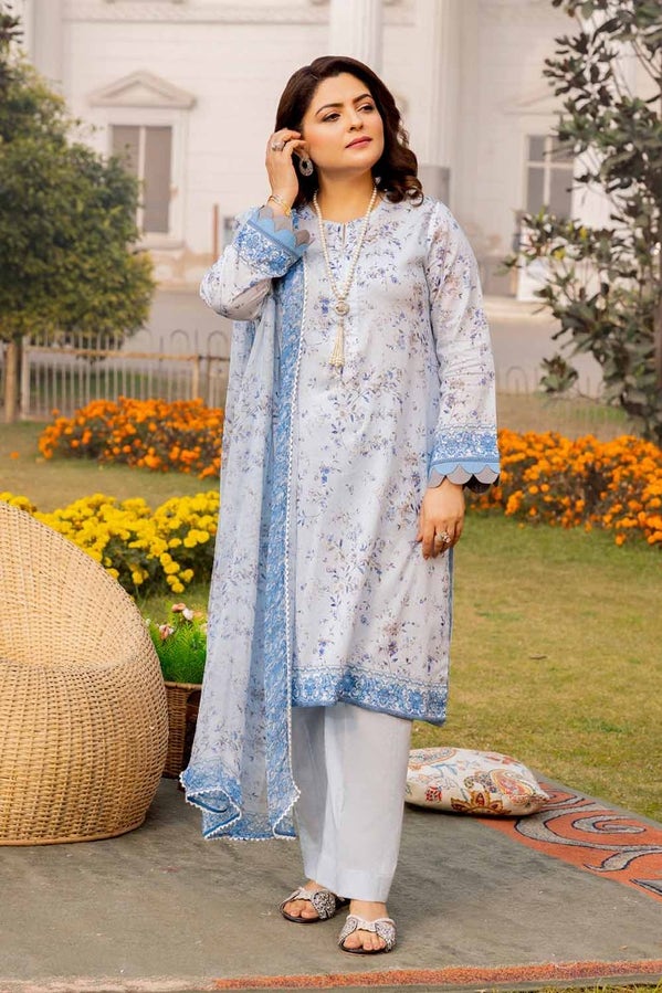 Tribute To Mothers '24 - 3Pc Printed Lawn Unstitched Suit With Chiffon Dupatta Bm-42015