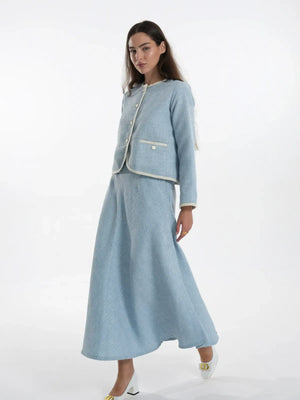 BeyondWinter FW '25 - Blue Tweed Skirt Co-Ord