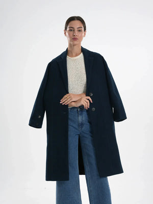 BeyondWinter FW '25 - Navy Blue Wool Coat