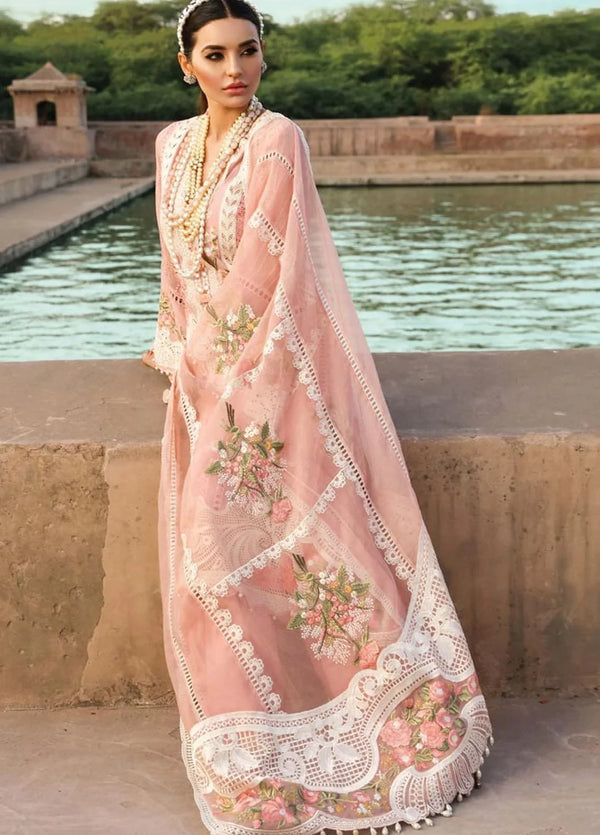 Crimson Embroidered Lawn - 1A-Rose