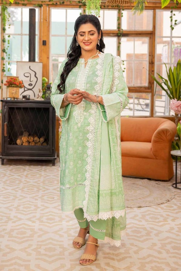 Tribute To Mothers '24 - 3Pc Embroidered Printed Lawn Unstitched Suit With Denting Lawn Dupatta Dn-42030