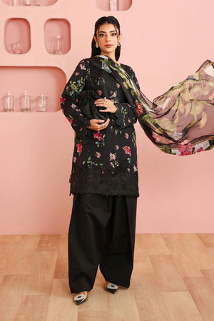 Desi Summer Pie '26 - 3 Piece Embroidered Cambric Suit | DWP06R1-ESM-BLK