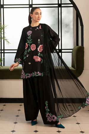 Desi Summer Pie '26 - 3 Piece Embroidered Dobby Lawn Suit | DWP2620-ESM-BLK