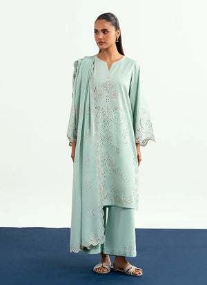 Spring Pret '26 - Embroidered 3 PC Suit | 14660/401/350