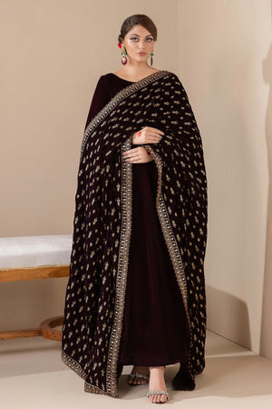 Shawls '26 - EMBROIDERED VELVET SHAWL VS-42