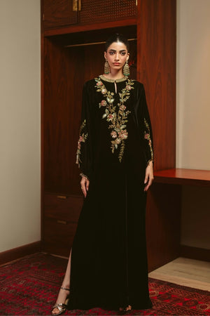 The Overture '26 - Floral Noir Velvet Kaftan (D-05)