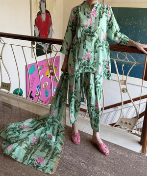 Digitally Printed Winter Shawl Collection '25 - Fresh Lime Serpentine Blush