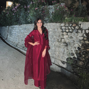 Personalised '25 - Aena Khan in raw silk magenta deliberate yet complete
