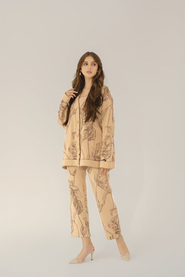 Autumn Winter '23 - Sasha Floral Knit Suit Beige