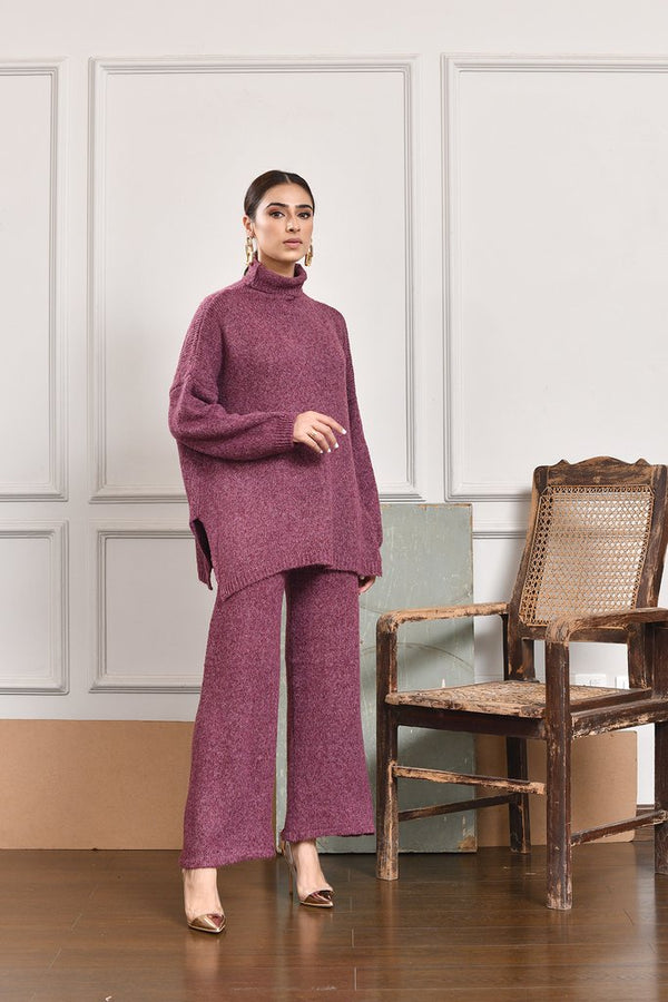 Autumn Winter -Bey Cable Maroon Oversize Set