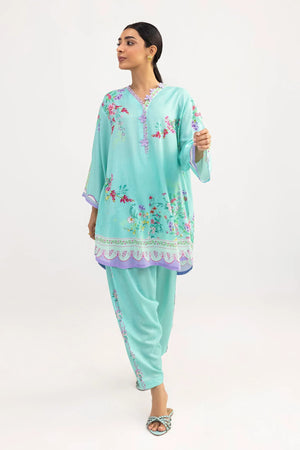 Stitched Printed Linen Shirt + Shalwar | SS26BSP128P2T