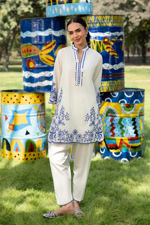 Eid Edit '26 - Stitched Embroidered Slub Lawn Shirt + Shalwar | SS26SGE435P2T