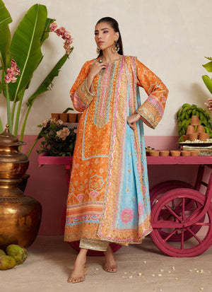 Mayna Festive Prints '26 - Jenna Tangerine Shirt And Dupatta