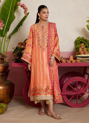 Mayna Festive Prints '26 - Romero Orange Shirt And Dupatta