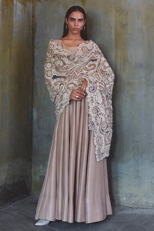 Diffusion '26 - Coffee beige raw silk anarkali set