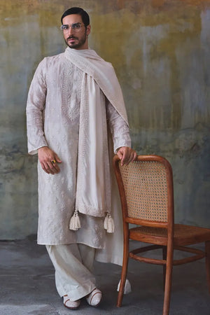 Diffusion '26 - Taupe chikankari thread embroidered kurta set