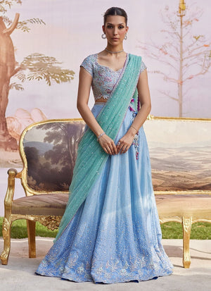Miray Festive Favorites '26 - Clara Ice Blue Lehenga Choli