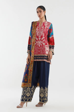 New In '26 - Stitched Embroidered Raw Silk Suit | SS26EXE619P3
