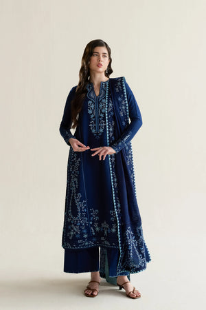 Ramadan Ready to Wear '26 - DEEP NAVY BLUE LUXURY EMBROIDERED 3PCS SET (NPA3-26407)