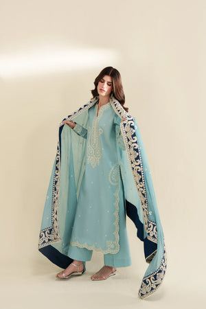 Ready To Wear SS '26 - ICE BLUE LUXURY EMBROIDERED 3PCS SET | NPA3-26423