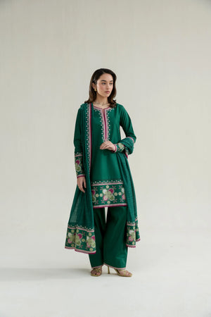 Ramadan Ready to Wear '26 - EMERALD GREEN LUXURY EMBROIDERED LAWN 3PCS SET (NPA3-26413)