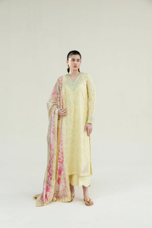 Ramadan Ready to Wear '26 - BUTTER YELLOW LUXURY EMBROIDERED LAWN 3PCS SET (NPA3-26403)