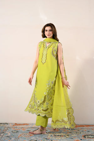 Ready To Wear SS '26 - LIME GREEN LUXURY EMBROIDERED LAWN 3PCS SET | NPA3-26416