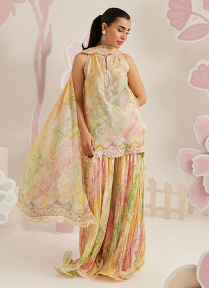 Ramadan Eid Frou Frou '26 - Elysia Shirt and Dupatta With Crushed Wide-Leg Pants