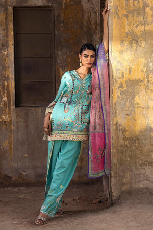New In '26 - Stitched Printed Raw Silk Suit | SS26NUR003P3
