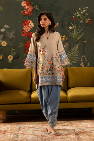 New In '26 - Stitched Embroidered Raw Silk Shirt+ Shalwar | SS26SGE423P2T