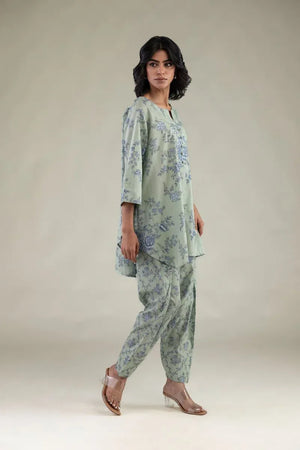 New In '26 - Floral Mint Shalwar | 1-26-248-B-G1