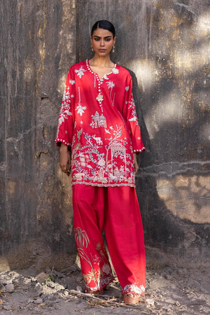 New In '26 - Stitched Embroidered Raw Silk Shirt+ Shalwar | SS26NUR002P2T