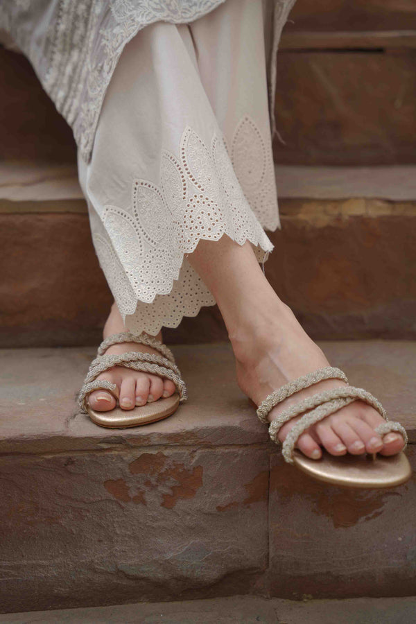 Eid Edit '24 - White Schiffli Eyelet Pants