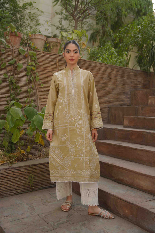 Eid Edit '24 - Hollyhocks Kurta - Beige