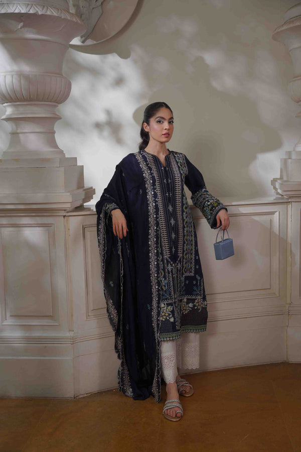 Eid Edit '24 - Bluebell Dupatta - Navyblue