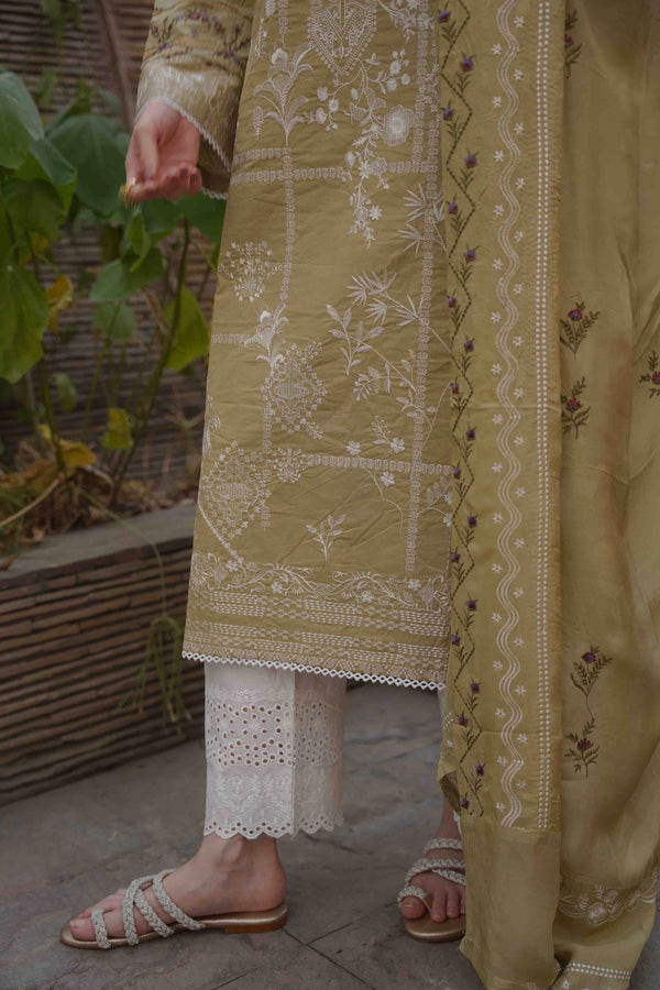 Eid Edit '24 - Hollyhocks Dupatta - Beige